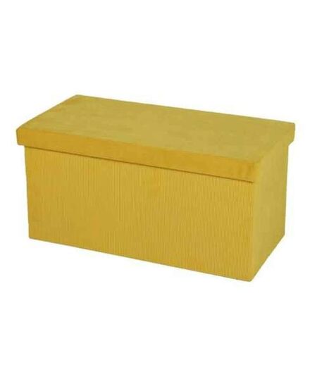 Banc de rangement pliable Kube en velours côtelé - Jaune