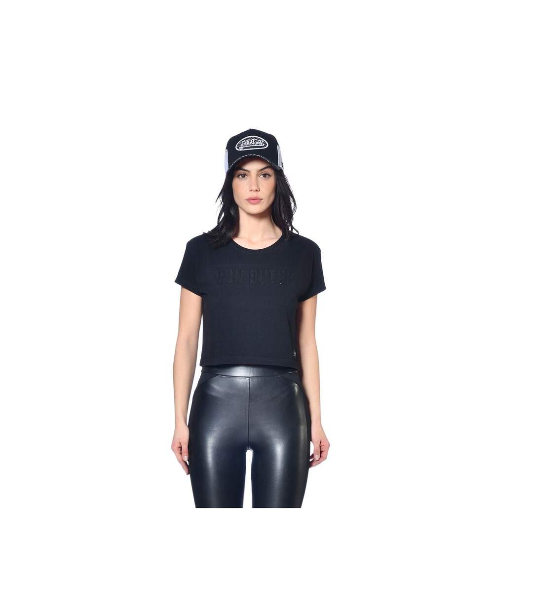 Crop top femme avec print devant avec strass en coton Vondutch-4