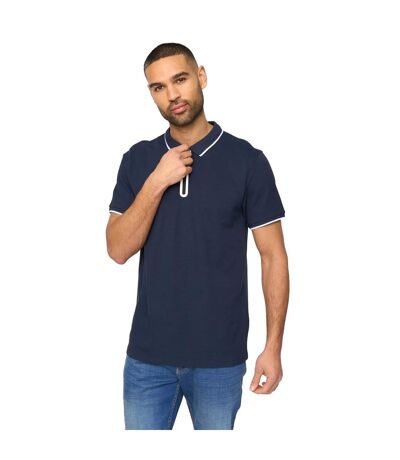 Mens Oakden Front Zip Polo Shirt Navy Bewley & Ritch