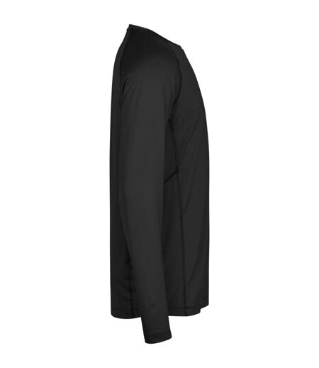 Tee Jays Mens CoolDry Long-Sleeved Crop T-Shirt (Black)