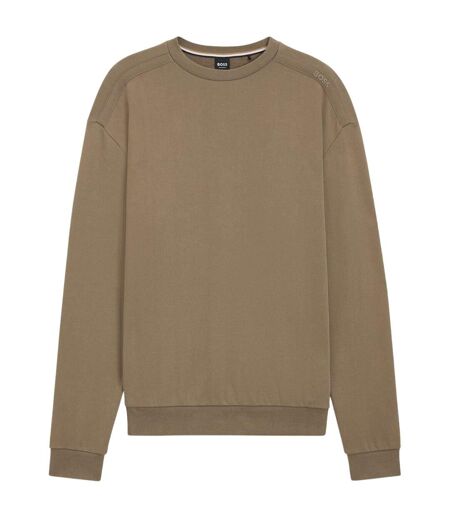 Mens Chevron Drop Shoulder Relaxed Fit Sweatshirt Brown Boss