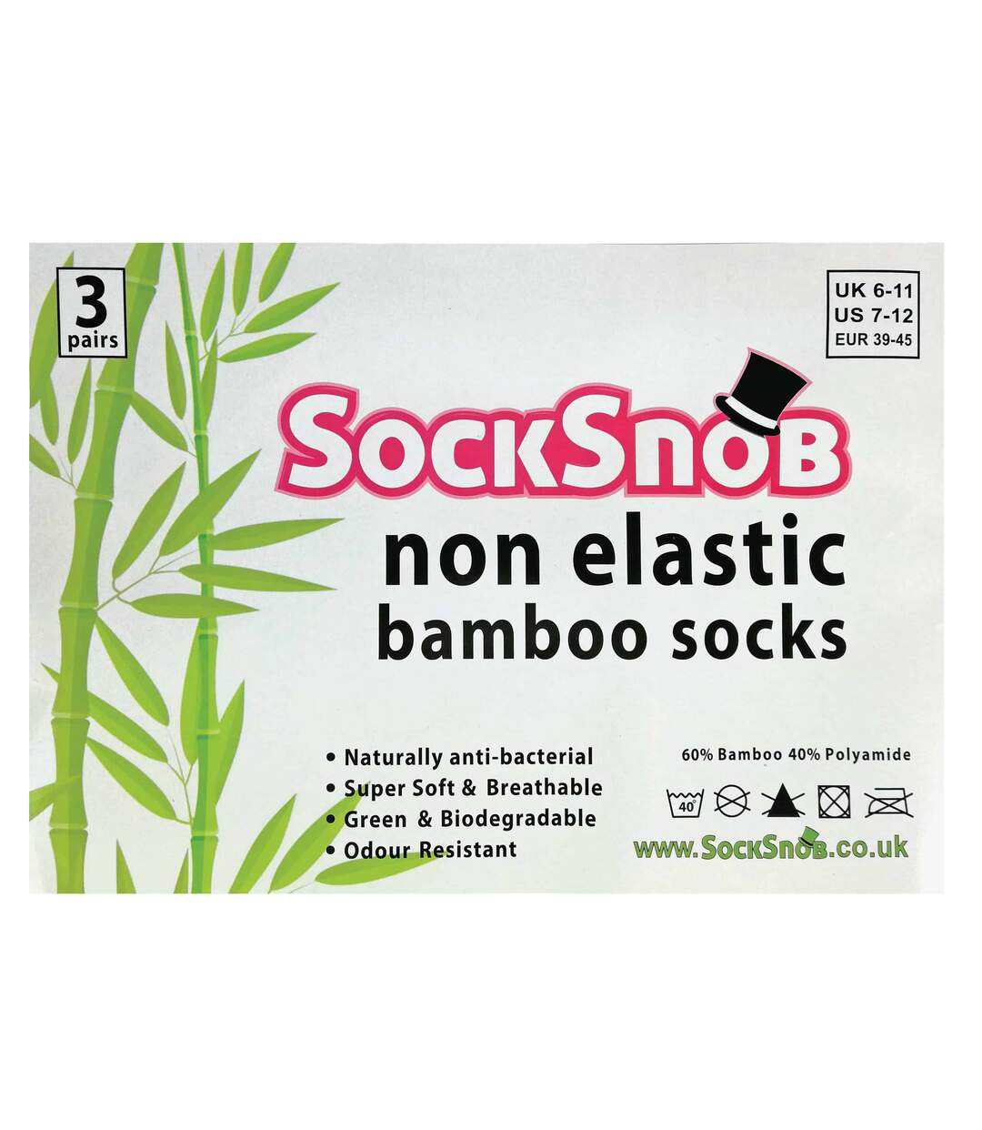 3 Paires Chaussettes Homme Bambou sans Élastique