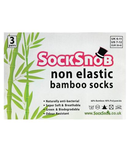 Mens 3 Pk non elastic antibacterial bamboo socks
