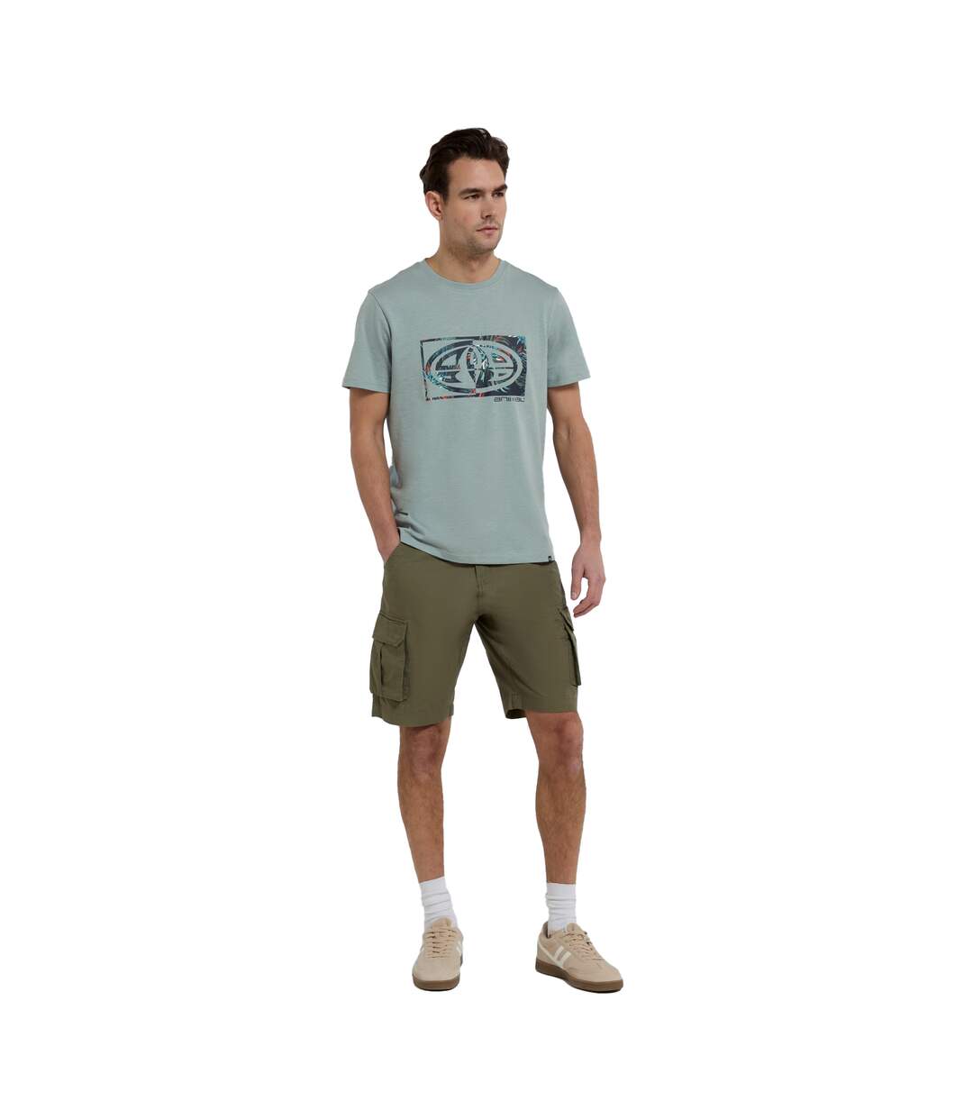 Mens Haze Organic Cargo Shorts Green Animal-1