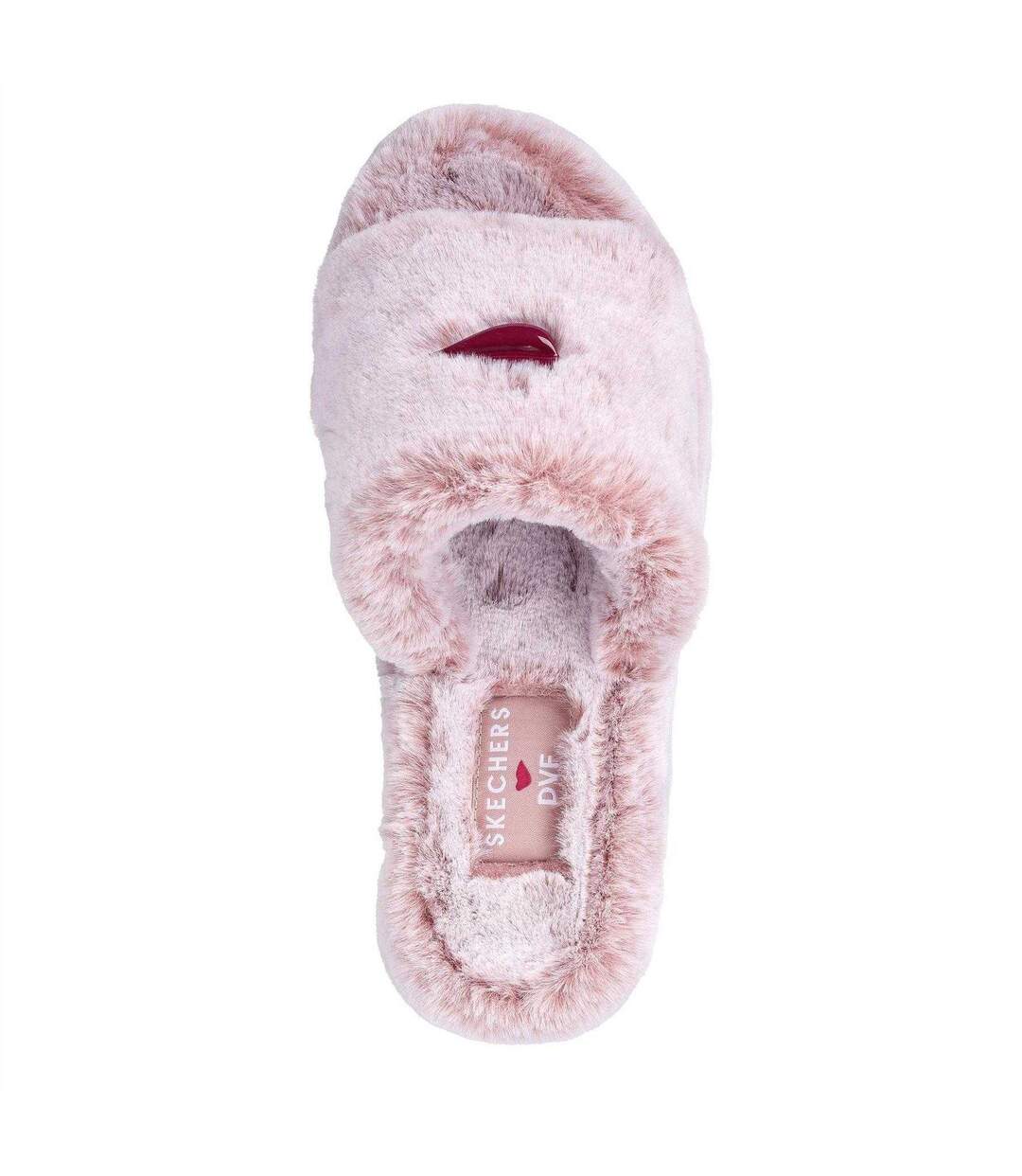 Womens/ladies Cozy Faux Fur Wedge Slippers Blush Skechers-4