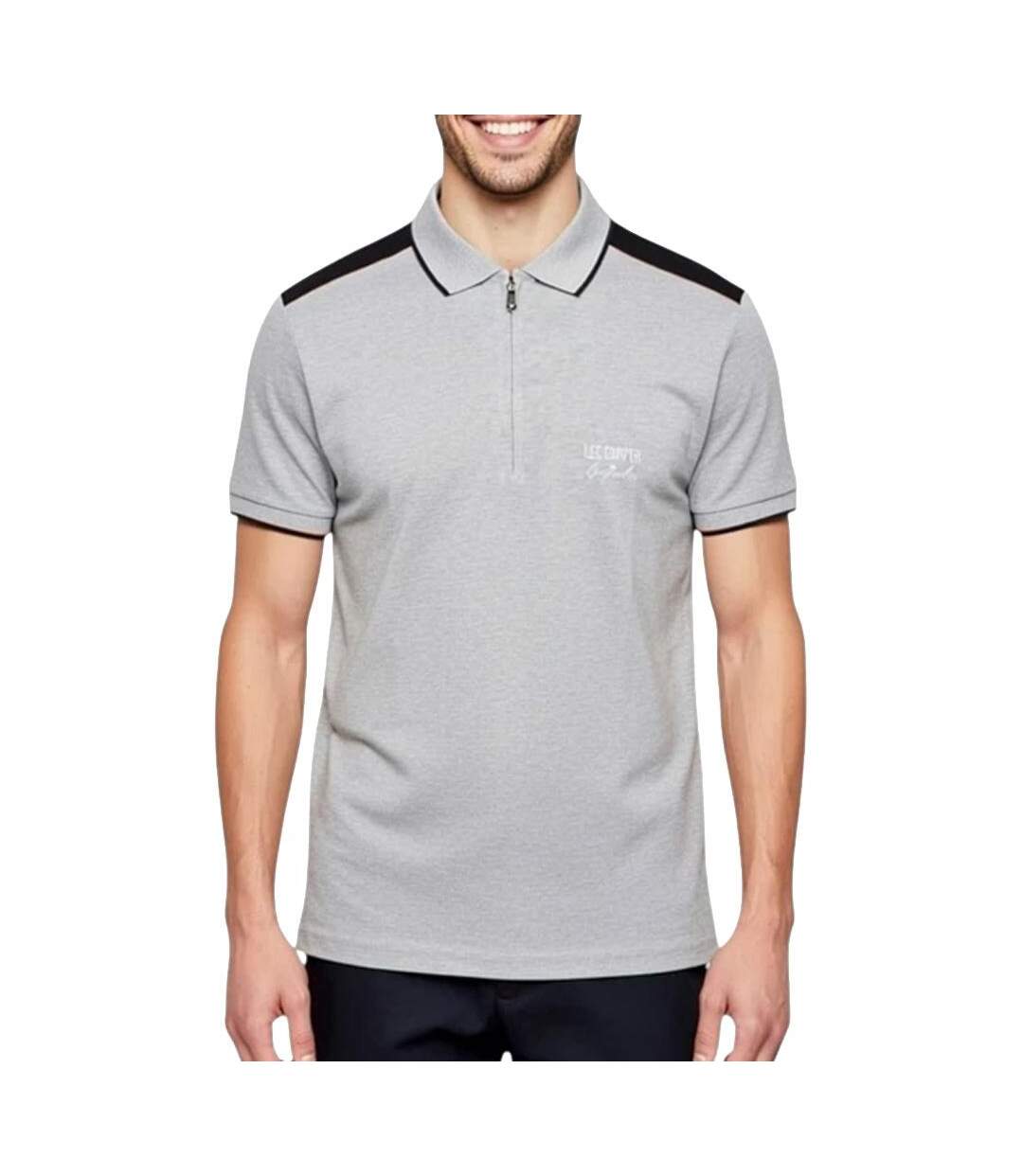 Polo gris/noir homme lee cooper glc2046-1