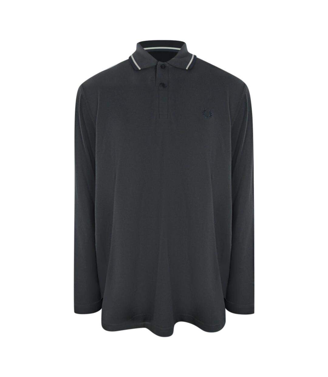 Polo Manches Longues Homme Gris Acier Blanc Fred Perry-1
