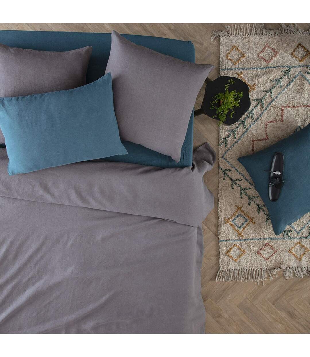 Housse de Couette Lin Adorable 260x240cm Gris Ardoise-4