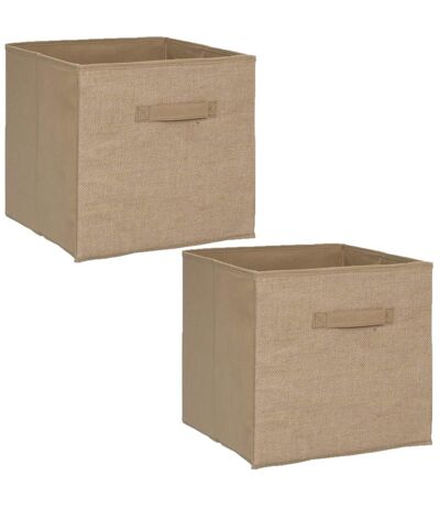 Lot de 2 Boites de rangement pliable en jute - 31 x 31 - Marron