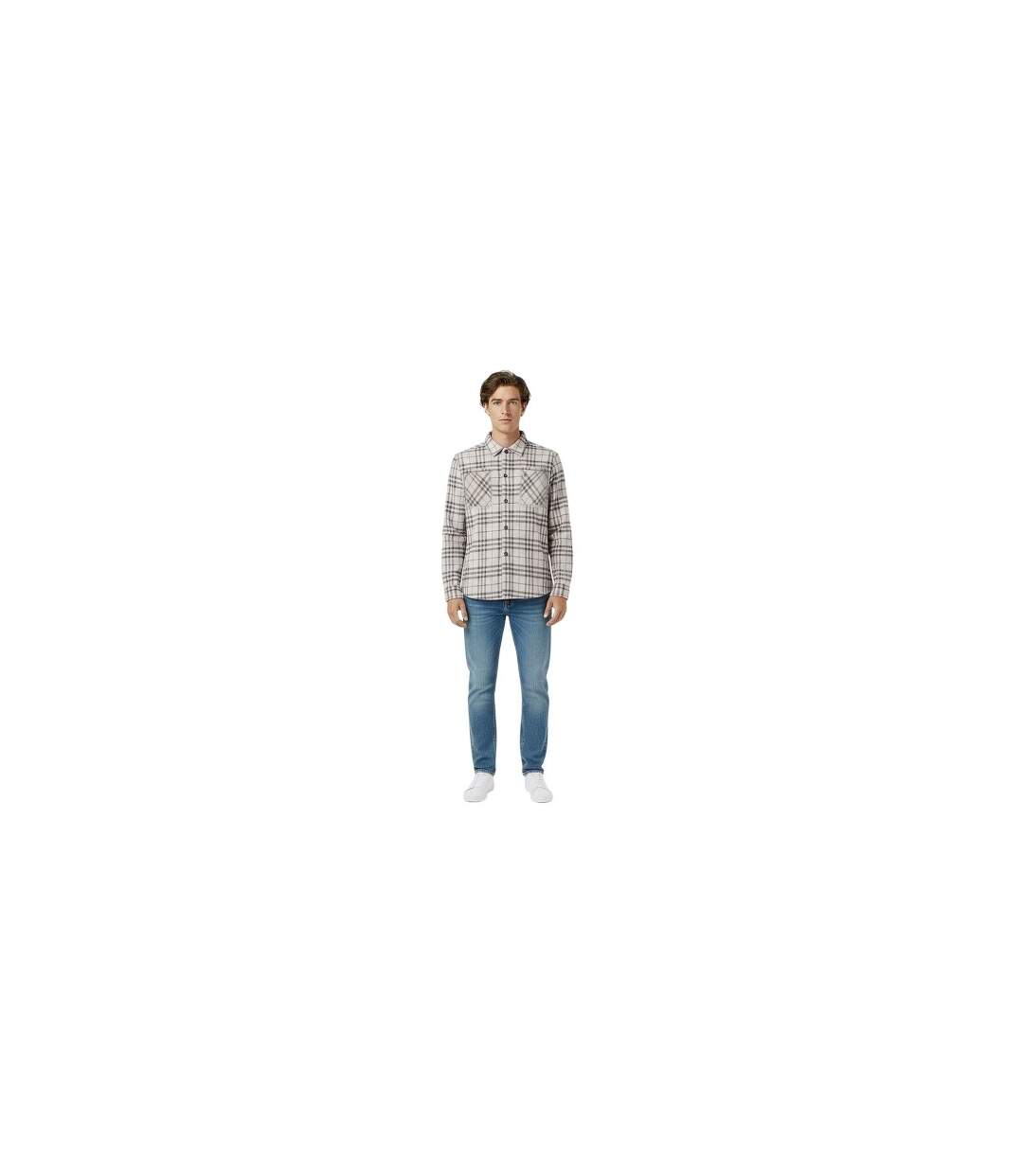 Mens Plaid Long-sleeved Overshirt Brown Check Jack Wills-1