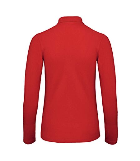B&C ID.001 Womens/Ladies Long Sleeve Polo (Crimson)