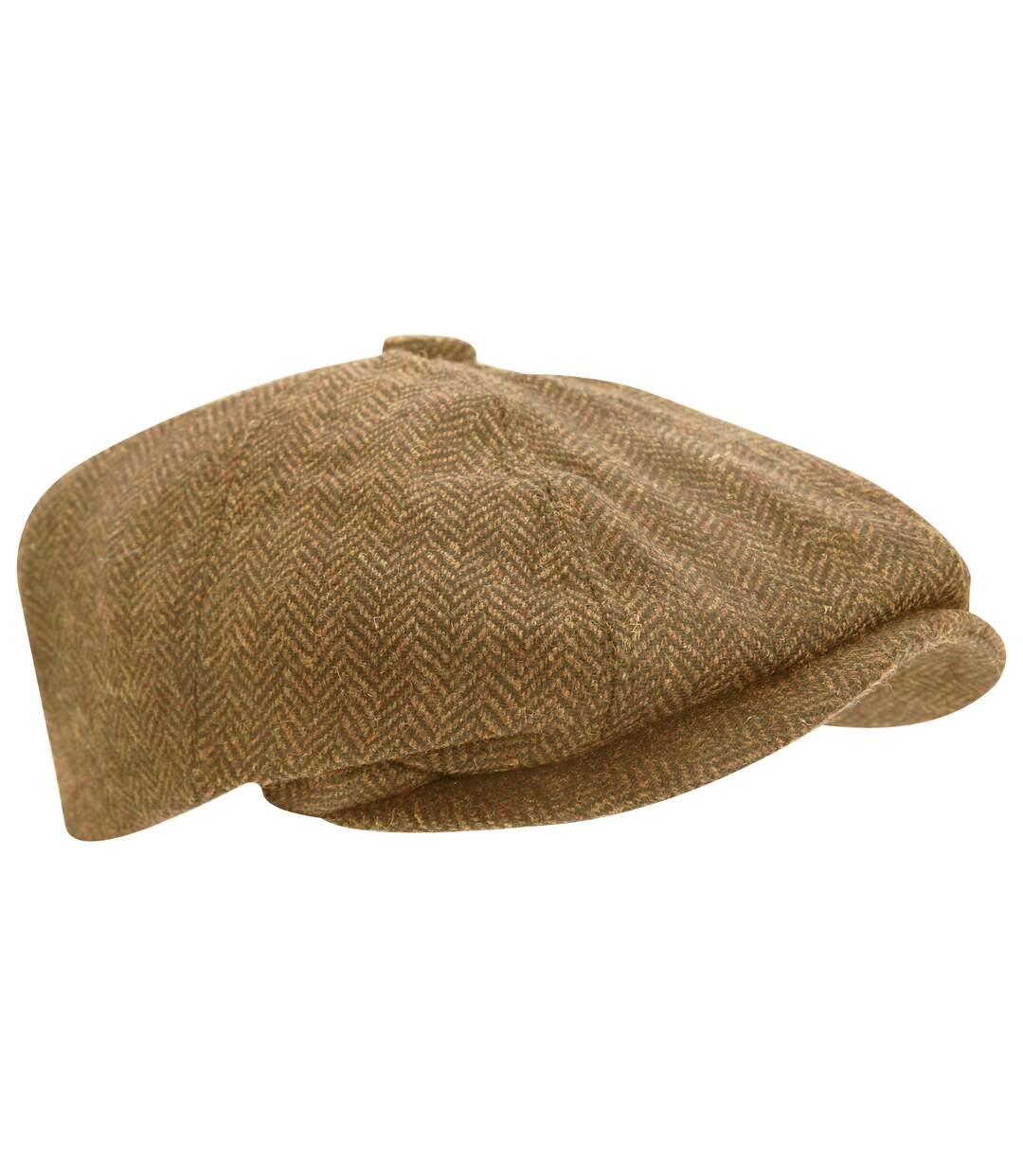 Mens Wool Blend Herringbone 8 Panel Newsboy Cap (Beige) - UTHA484