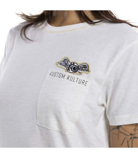 Tee shirt femme avec poche et badge Strass Vondutch