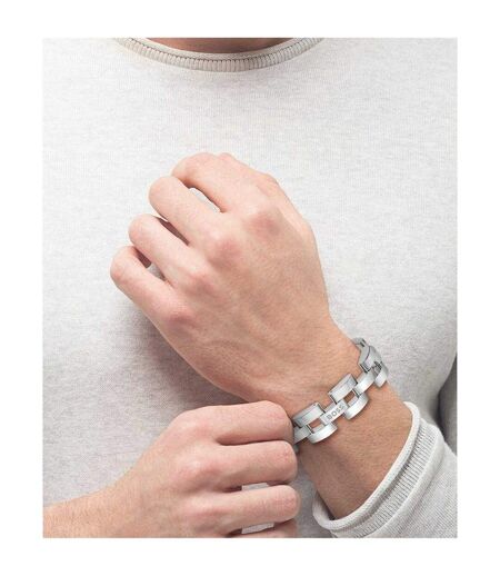 Mens Sway Polished Bracelet One Size Silver Boss