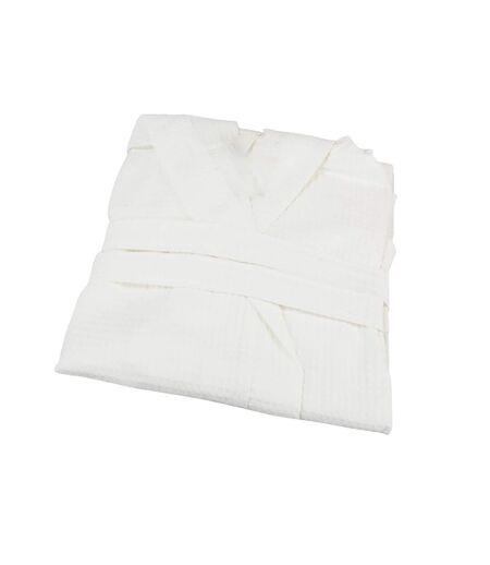 A&r Towels Womens/ladies Waffle Hooded Bathrobe White ARTG