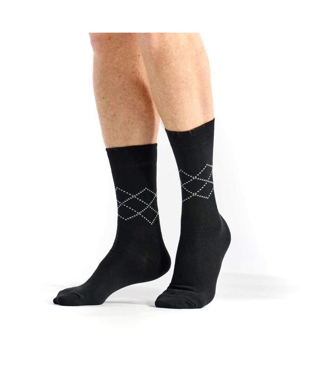 Chaussettes homme noires losanges gris-1