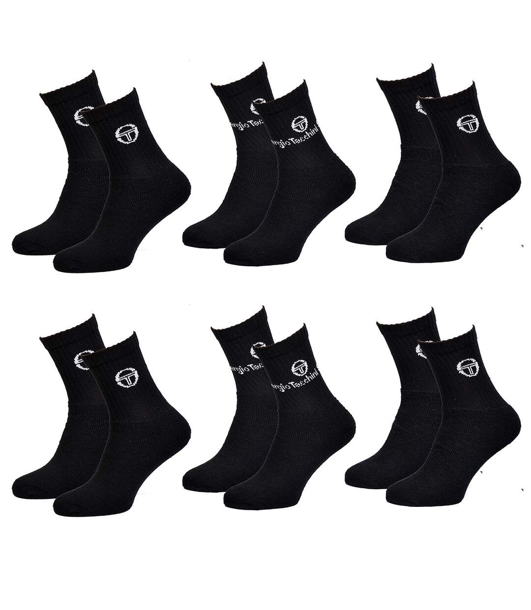 Chaussettes homme Sergio Tacchini Tennis Pack de 6 Paires Tennis Noires-1