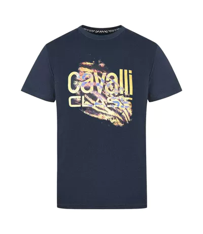 T-shirt Motif Coupé Homme Bleu Marine Cavalli Class