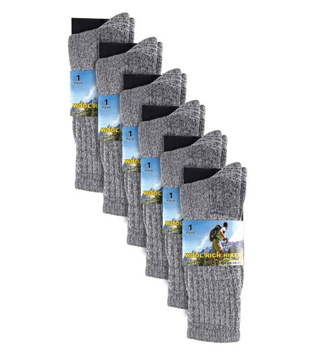 Sock Snob - 6 Pairs Mens Wool Winter Hiking Socks