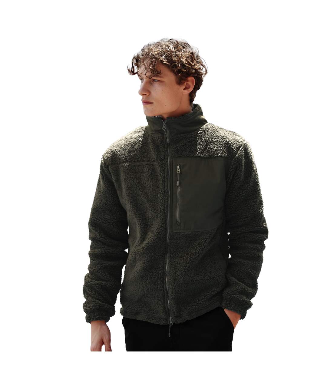 Veste Polaire Adulte Olive Foncée Front Row-1