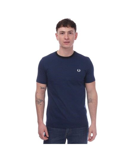 Mens fine stripe short-sleeved t-shirt blue Fred Perry