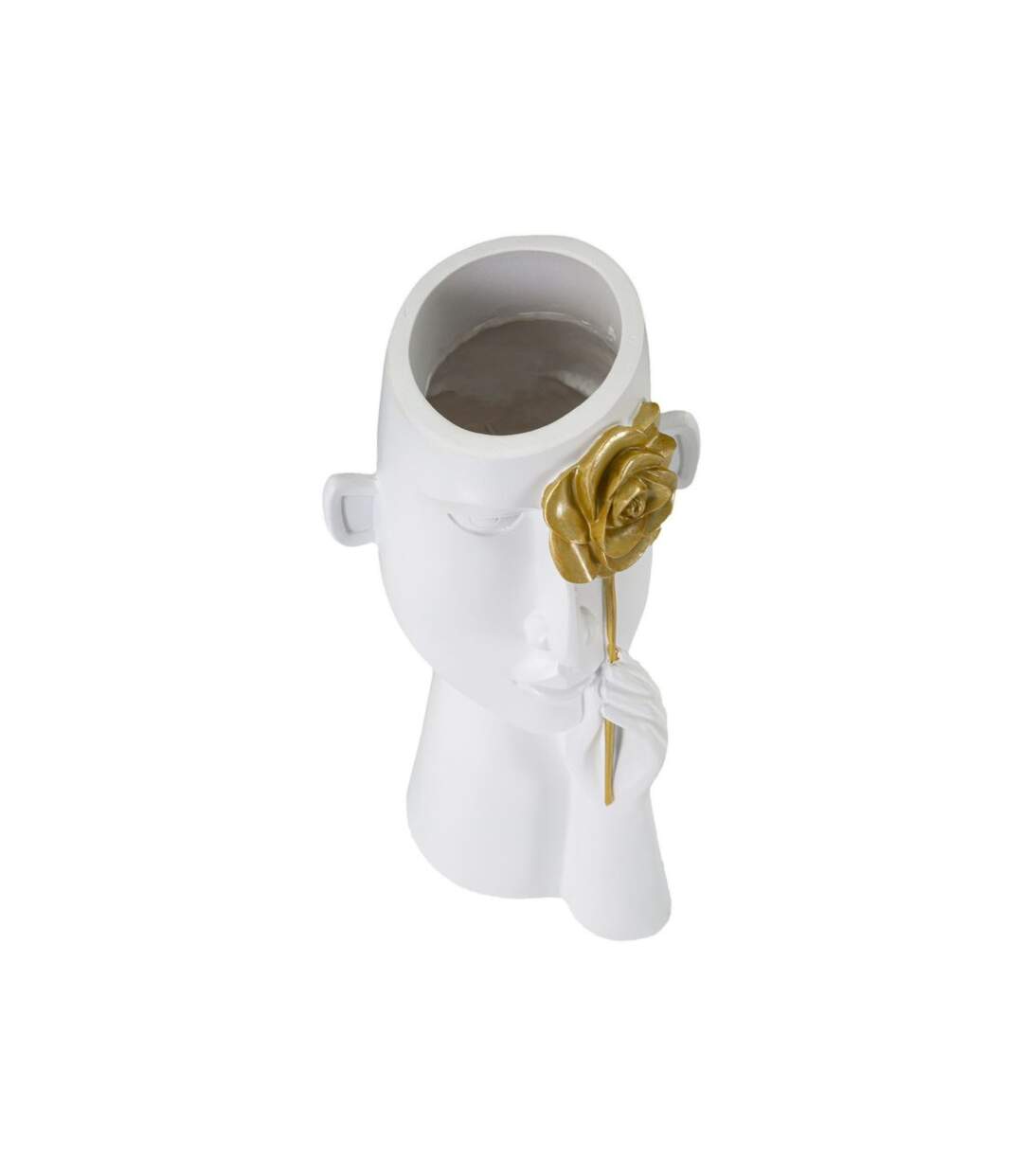 Vase Déco Visage en Résine Fiore 27cm Blanc-2