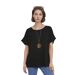 Tee-shirt femme noir col rond manches courtes coupe ample-1