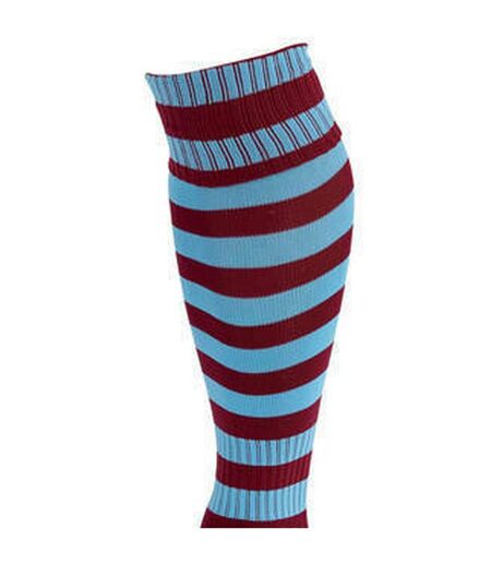 Unisex Adult Pro Hooped Football Socks Maroon Sky Blue Precision