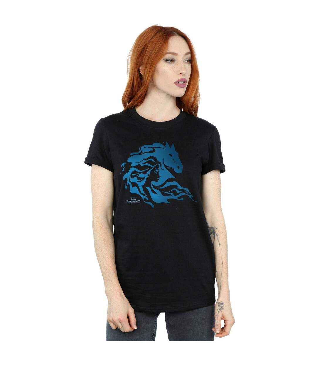 Disney Femmes/femmes Frozen 2 Nokk Silhouette Coton Boyfriend T-Shirt (Noir) - UTBI24591-2