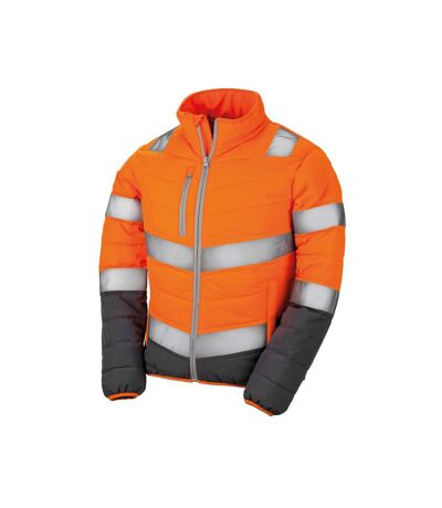 Result Safeguard Womens/Ladies Soft Padded Safety Jacket (Fluorescent Orange/Grey) - UTRW6117