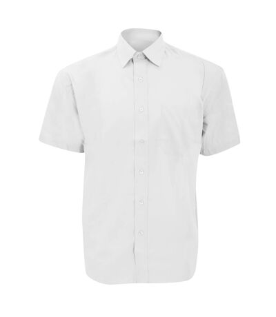 Russell Collection Mens Short Sleeve Poly-Cotton Easy Care Poplin Shirt (White)