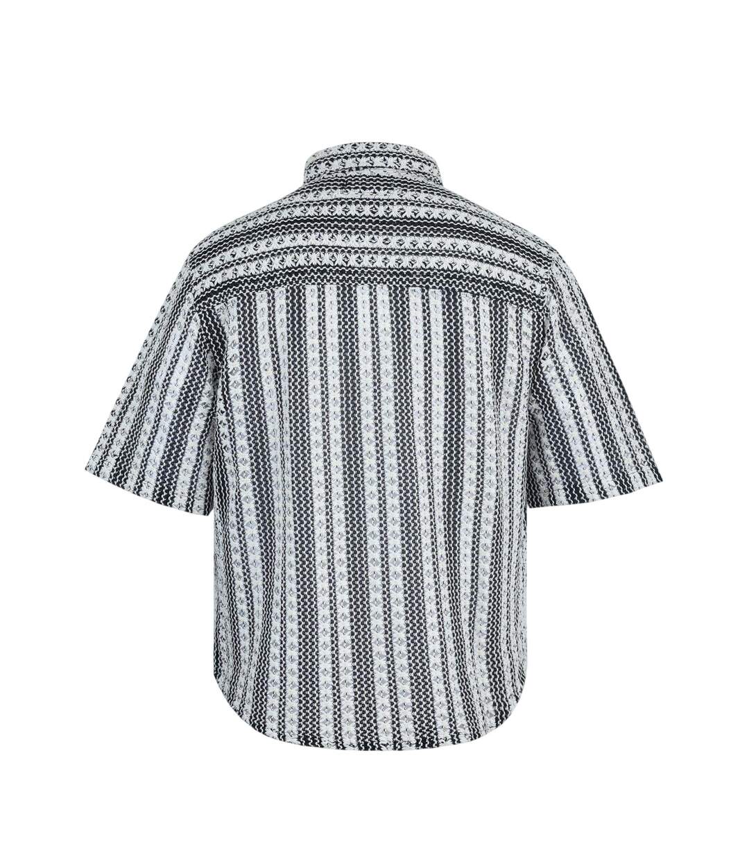 Mens Patterned Short-sleeved Shirt Black White Firetrap-2