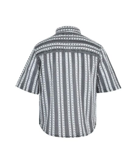 Mens Patterned Short-sleeved Shirt Black White Firetrap