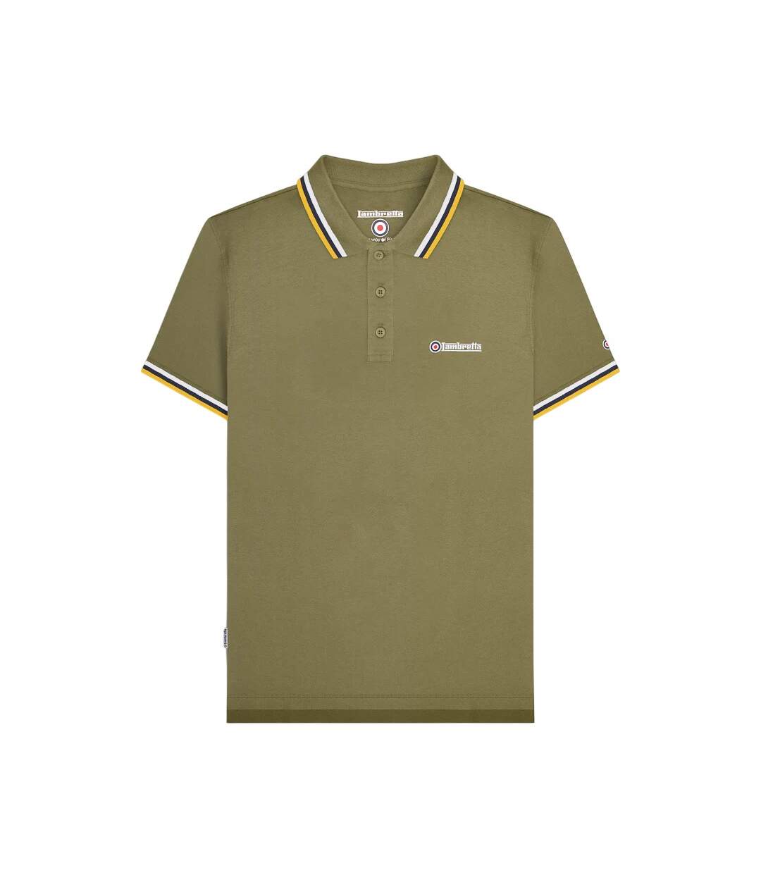 Polo Homme Kaki Blanc Bleu Marine Jaune Or Lambretta-2