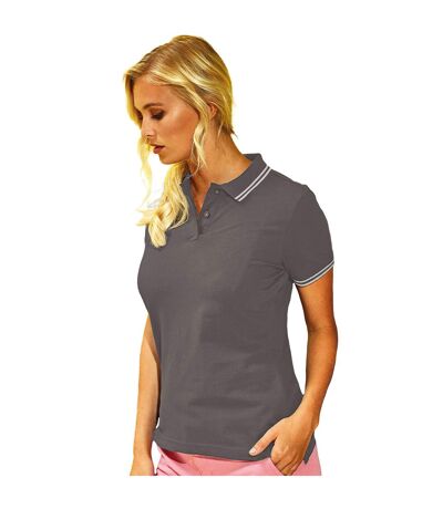 Polo Manches Courtes Femme Gris Foncé Blanc Asquith & Fox