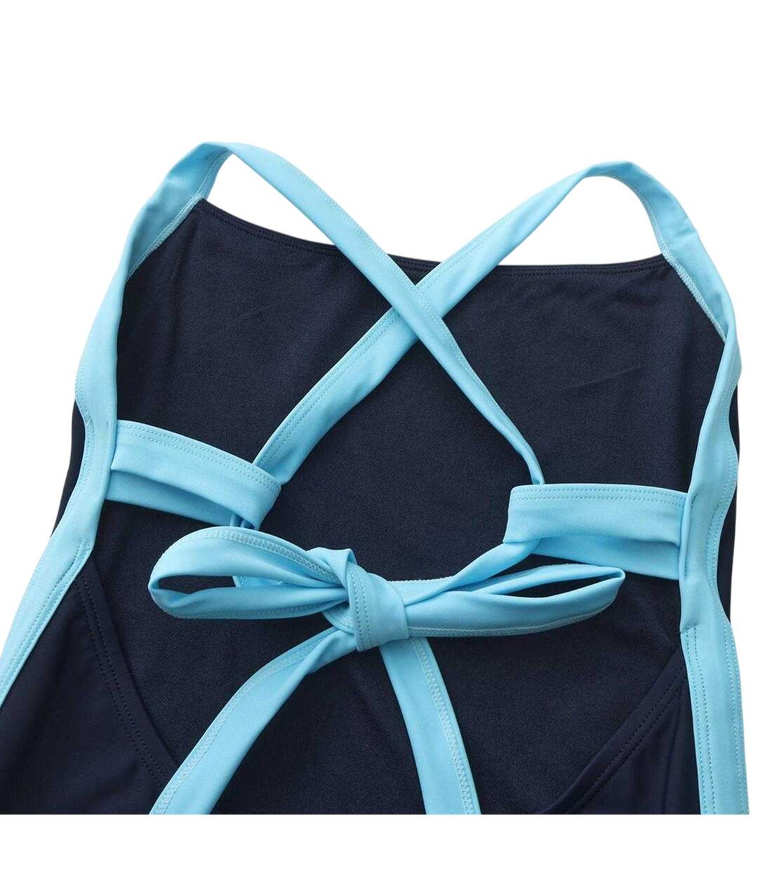 Womens/ladies Tie Up Back One Piece Swimsuit Navy Slazenger-4