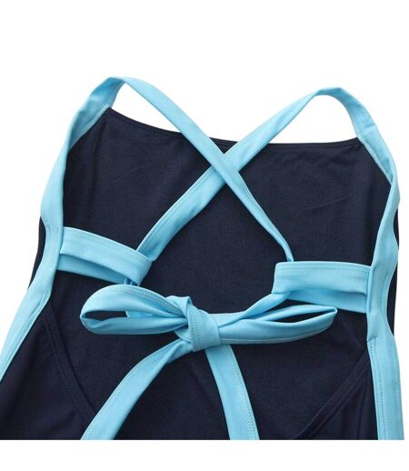 Womens/ladies Tie Up Back One Piece Swimsuit Navy Slazenger