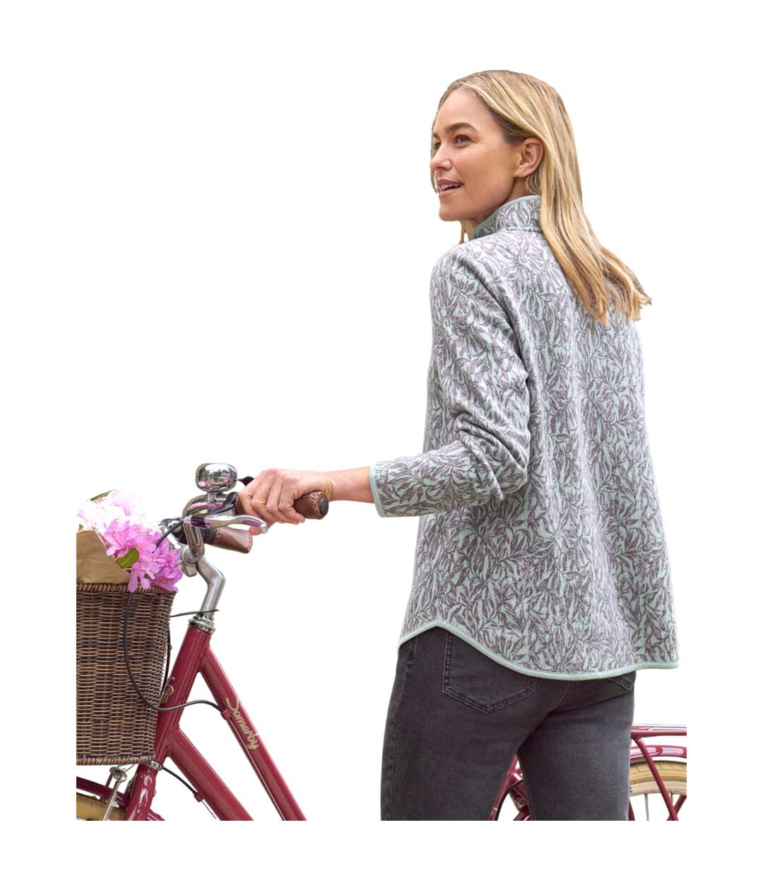 Womens/ladies Textured Jacquard Quarter Zip Sweatshirt Vine Green WoolOvers-2