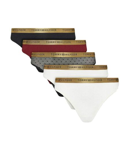 Lot de 5 Strings Rouge/Blanc Femme Tommy Hilfiger Thong - L