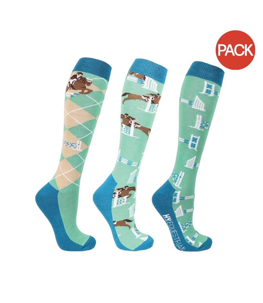 Chaussettes adulte émeraude / bleu / beige HyFASHION