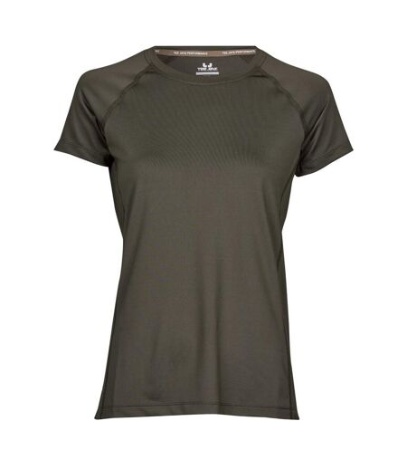 Womens/ladies cool dry short sleeve t-shirt deep green Tee Jays