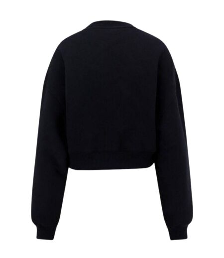 Womens/ladies For All Book Cropped Sweatshirt Black Off White