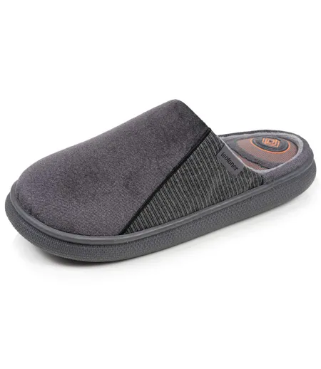 Isotoner Chaussons Mules homme velours ultra doux, semelle bloup xtra souple amortissante