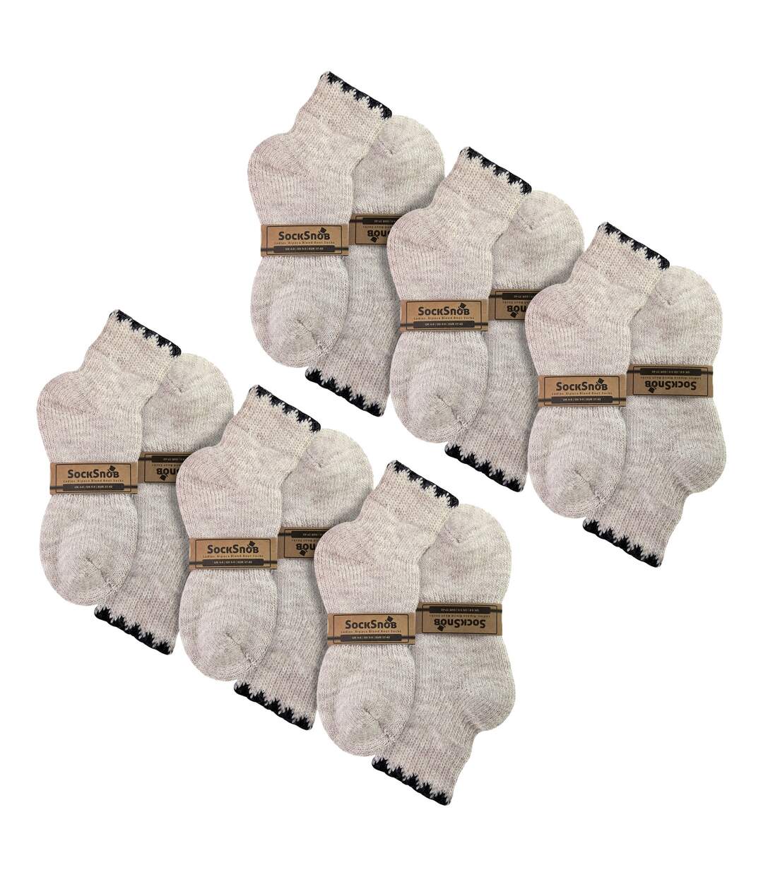 6 Pairs Ladies Short Alpaca Wool Moisture Wicking Socks-2