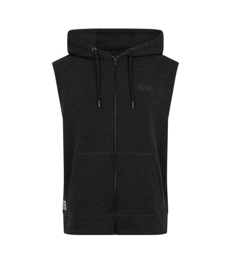 Mens Box Logo Sleeveless Full Zip Hoodie Charcoal Everlast