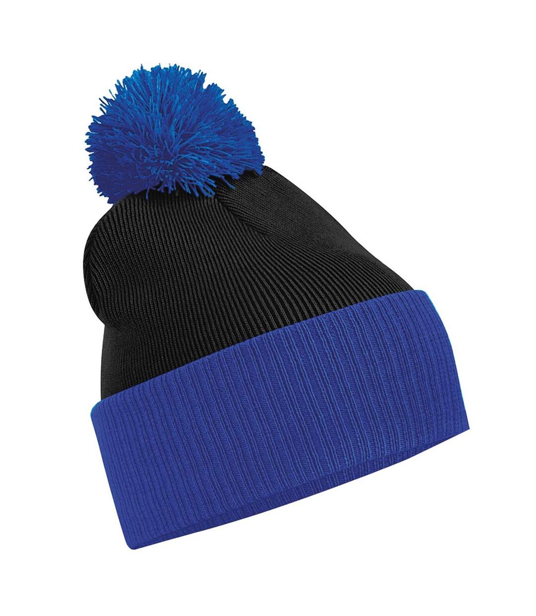 Bonnet Snowstar Noir Bleu Roi Vif Beechfield-1