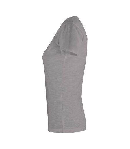 Womens/ladies Slub T-shirt Grey Clique