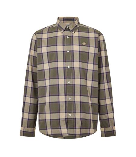 Mens Checked Poplin Long-sleeved Button-down Shirt Lemon Pepper Timberland