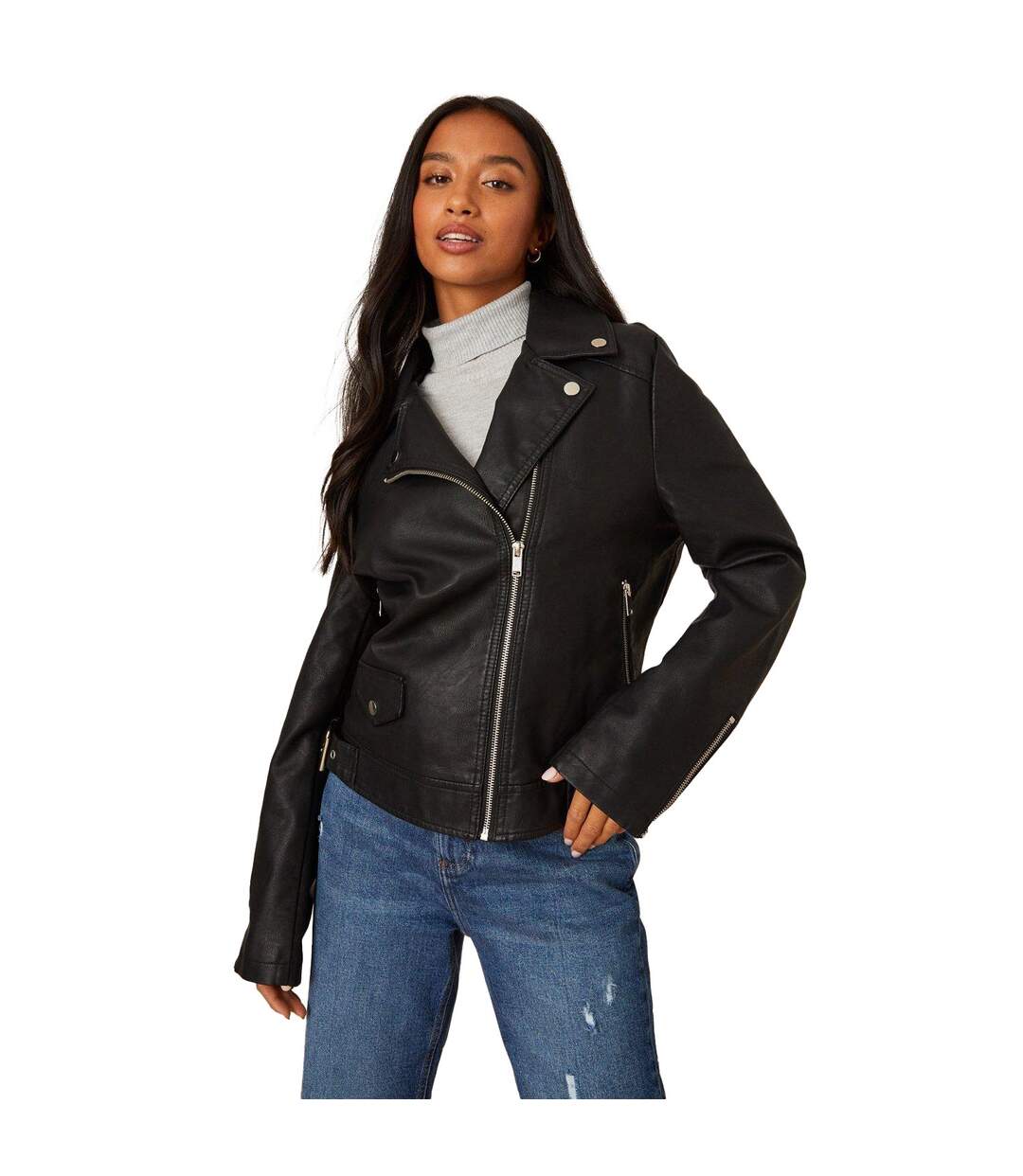 Veste motard femme noir Dorothy Perkins-1