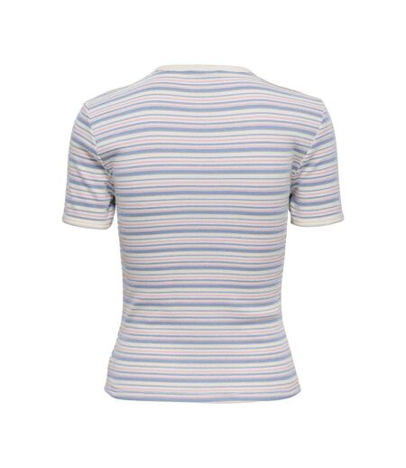 T-Shirt blanc/bleu femme jdy lada